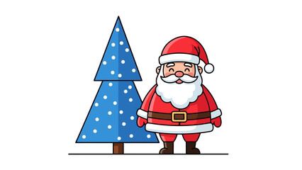 Charming Cartoon Santa Claus and Decorated Christmas Tree Illustration for Holiday Season © akmal