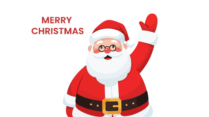 Happy Santa Claus Waving Hand with Merry Christmas Text © Maziaa