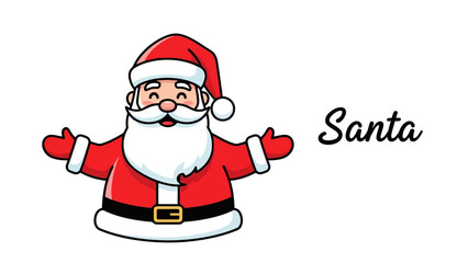 Cheerful Santa Claus Illustration with Open Arms for Festive Greetings