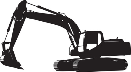 Black excavator silhouette on white background digger © e2