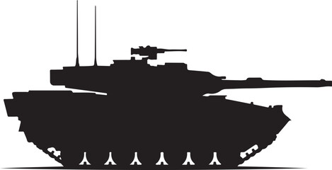 Black silhouette of a modern military tank vehicle © e2