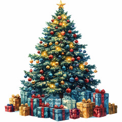 Festive Christmas Tree with Gifts Vector Illustration for Holiday Season