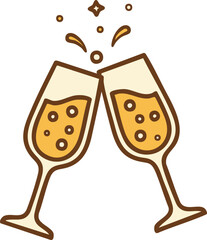 Champagne Toast Drink New Year Celebration Icon