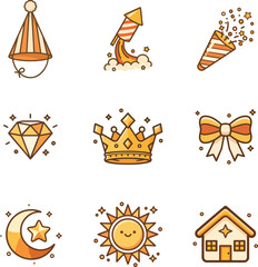 New Year Holiday Countdown Icon Set