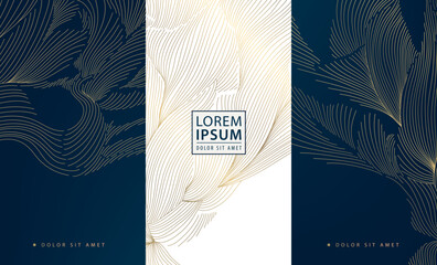 Luxury abstract wave pattern, elegant gold lines, Japanese design, flow sea texture. Premium vector background, wine, cosmetic packaging, chocolate labels, modern wallpapers.