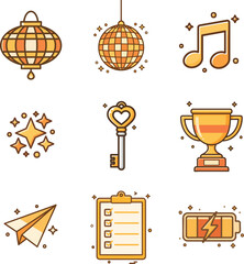 New Year Celebration Party Icon Collection