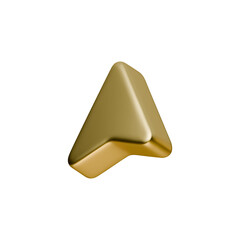 Glossy 3D gold arrow cursor with chrome finish and transparent glass texture, perfect for modern UI design and tech interface projects with shiny metallic elements.