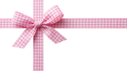 Pink Gingham Ribbon Bow isolated on clean white background