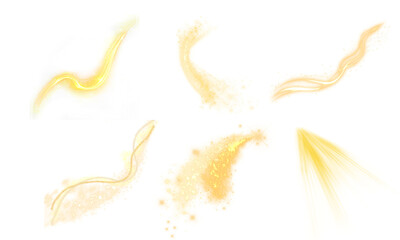 PNG image of&nbsp;Collection of vibrant yellow and orange energy burst effects and light streaks on transparent background