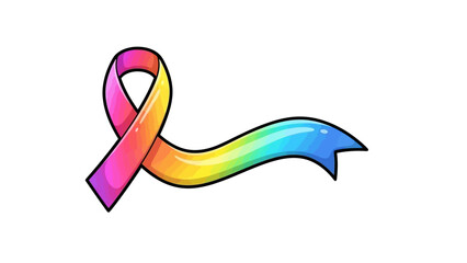 Vibrant rainbow awareness ribbon symbolizes hope and support in a colorful illustration