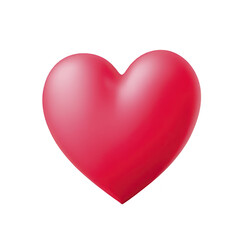 Red heart love romance passion affection happiness symbol glossy shiny 3D isolated transparency background emotional valentine icon cheerful smooth curved decorative celebration greeting positive
