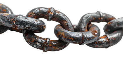 Obraz premium Close-up of a weathered, rusty metal chain against a black background