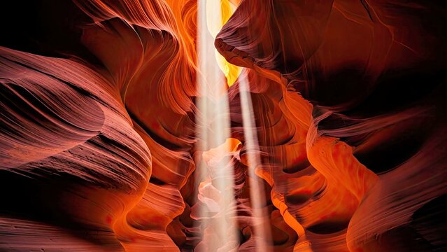 Artistic Vibrant Light Beams Illuminating Apache Tear Grand Canyon Rock Formations Surrounded by Warm Light.jpg