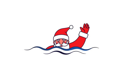 Santa Claus Swimming A Festive Holiday Illustration © Rindii