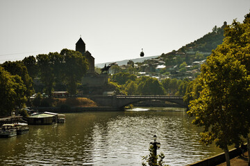 Scenic View of Metekhi Church and Kura River in Tbilisi, Georgia © Sylwia