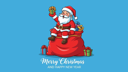 Cheerful Santa Claus Illustration for Christmas and New Year Greetings © Rindii