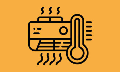 An icon illustrating air conditioning and heating with a thermometer for climate control