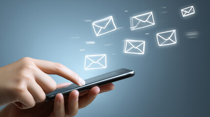 Hand holding smartphone email notification