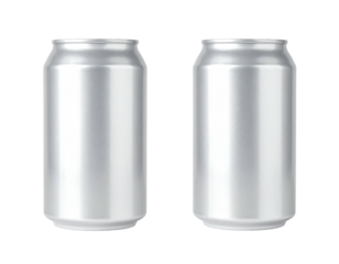 Two identically sized, metallic beverage containers on a stark black backdrop