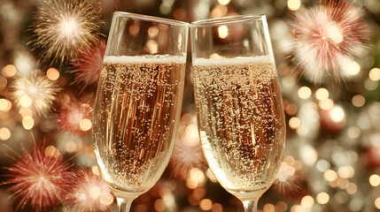 champagne and christmas decorations