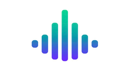 Obraz premium Gradient soundwave icon vertical bars blue green purple digital audio modern minimal isolated on black technology abstract music creative energetic