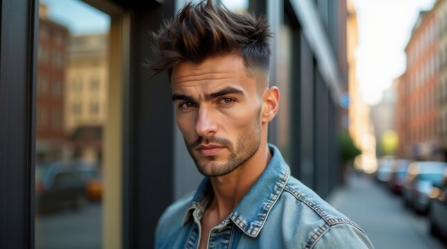 Hombre joven con un corte de pelo superior con textura desordenada
