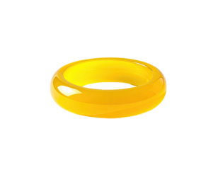 Smooth, yellow, translucent ring isolated against a stark black background
