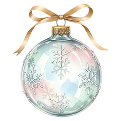 A beautiful pastel watercolor snowflake Christmas bauble illustration