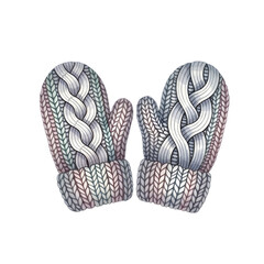 Cozy Knitted Mittens Featuring Elegant Pastel Cable Knit Design