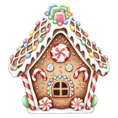 A delightful festive holiday gingerbread house decorated beautifully