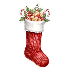 A Festive Knitted Christmas Stocking Filled with Holiday Presents