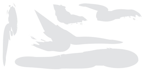 Obraz premium Collection of abstract bird silhouettes in flight and resting poses.