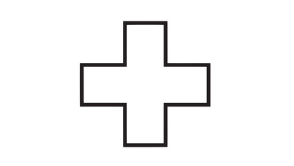 Fototapeta premium Minimal medical cross symbol displayed on white background for graphic resources.