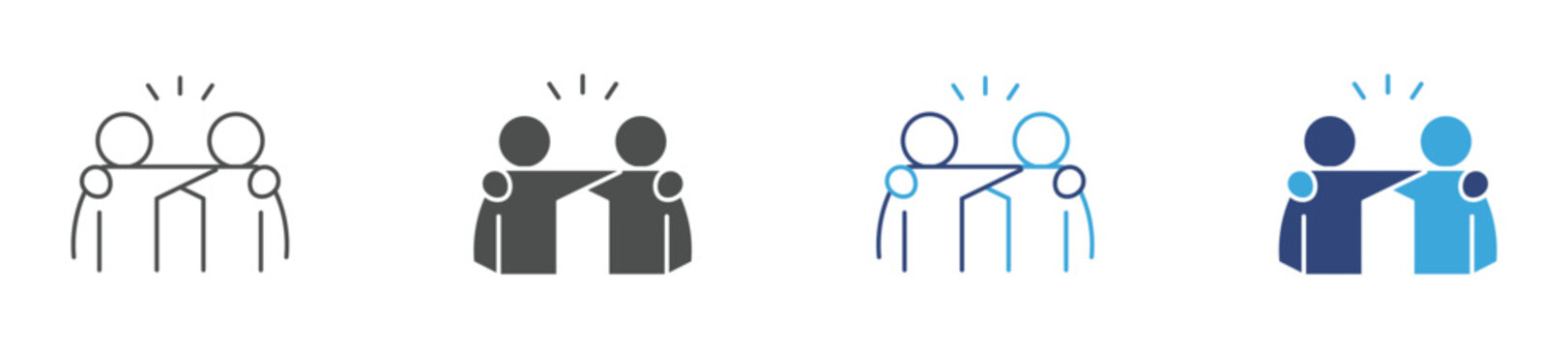 Friendship Icon, Two People Hugging Each Other Concept, Emotional Support and Human Connection, Vector Illustration