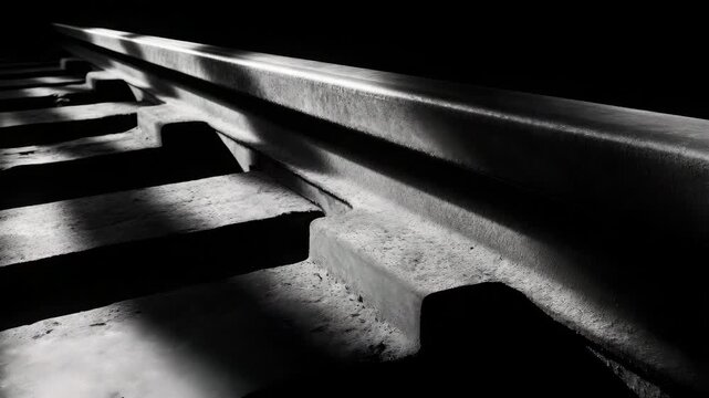 Railroad track detail in dramatic light