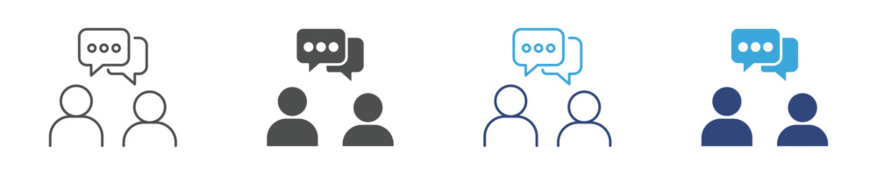 Conversation Icon, Two People Talking with Speech Bubbles Concept, Communication and Dialogue, Customer Interaction, Vector Illustration