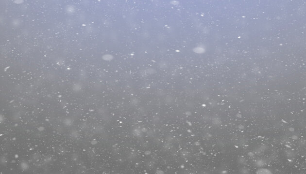 Realistic falling snow overlay background. Winter snowflake particle effect for Christmas, New Year, festive design. 