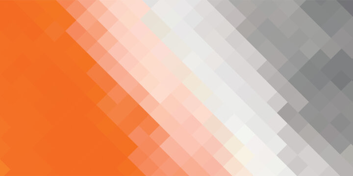 Abstract Geometric Pixelated Background with Orange White and Gray Gradient.