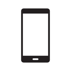 Smartphone vector icon for background graphic design. Modern black vector illustration of mobile gadget in flat style. Phone display with white screen isolated on white background. 