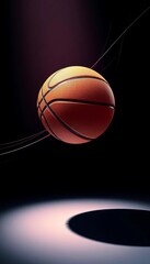 Fototapeta premium Dynamic vector basketball, abstract lines, soft glow, tilted perspective, ambient, clean