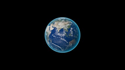 Realistic Planet Earth with Clouds Isolated on Black Background - 3D Illustration
