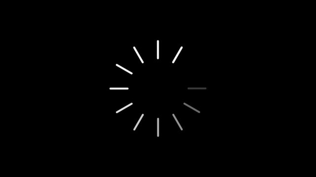 Black Background Loading Spinner With White Lines waiting. Abstract loading icon animation