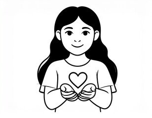 illustration of a girl with heart