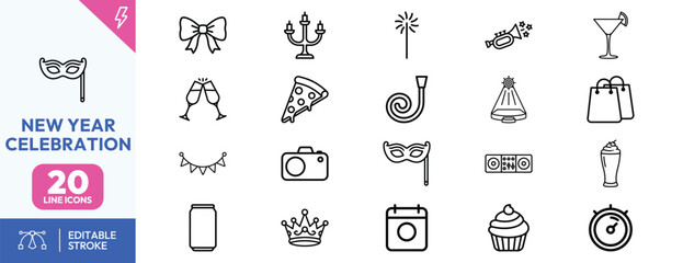 New Year Celebration Icons Set