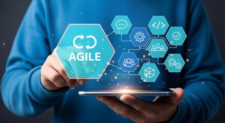 Agile Software Development Concept with Digital Workflow Icons
