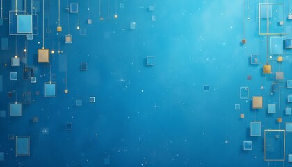 Modern Business Banner Template with Blue Background and Clean Square Pattern Decoration