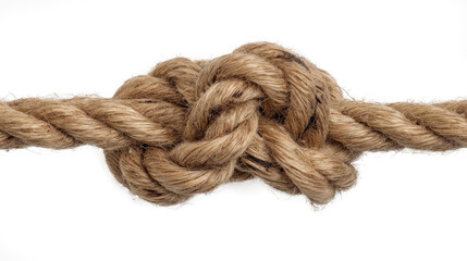Closeup of thick rope with tight knot