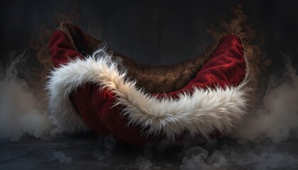 Santa&rsquo;s Shoe on Dark Background with Festive Holiday Focus
