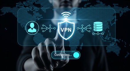 VPN Cybersecurity Concept with Secure Network Connection Interface