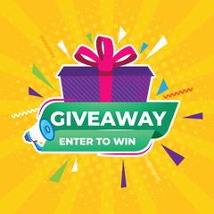 Giveaway contest social media post template. Giveaway social media banner